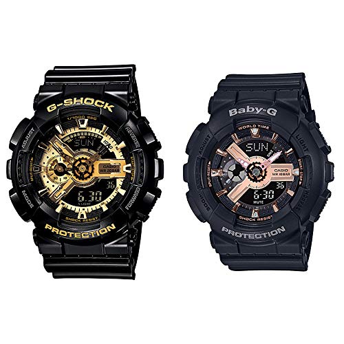 [カシオ]CASIO Gショック ベビーG ペアウォッチ デジタル＆アナログ アナデジ ゴールド ローズゴールド ブラック 20気圧防水/10気圧防水 海外モデル GA-110GB-1ABA-110RG-1A 腕時計 [並行輸入品]